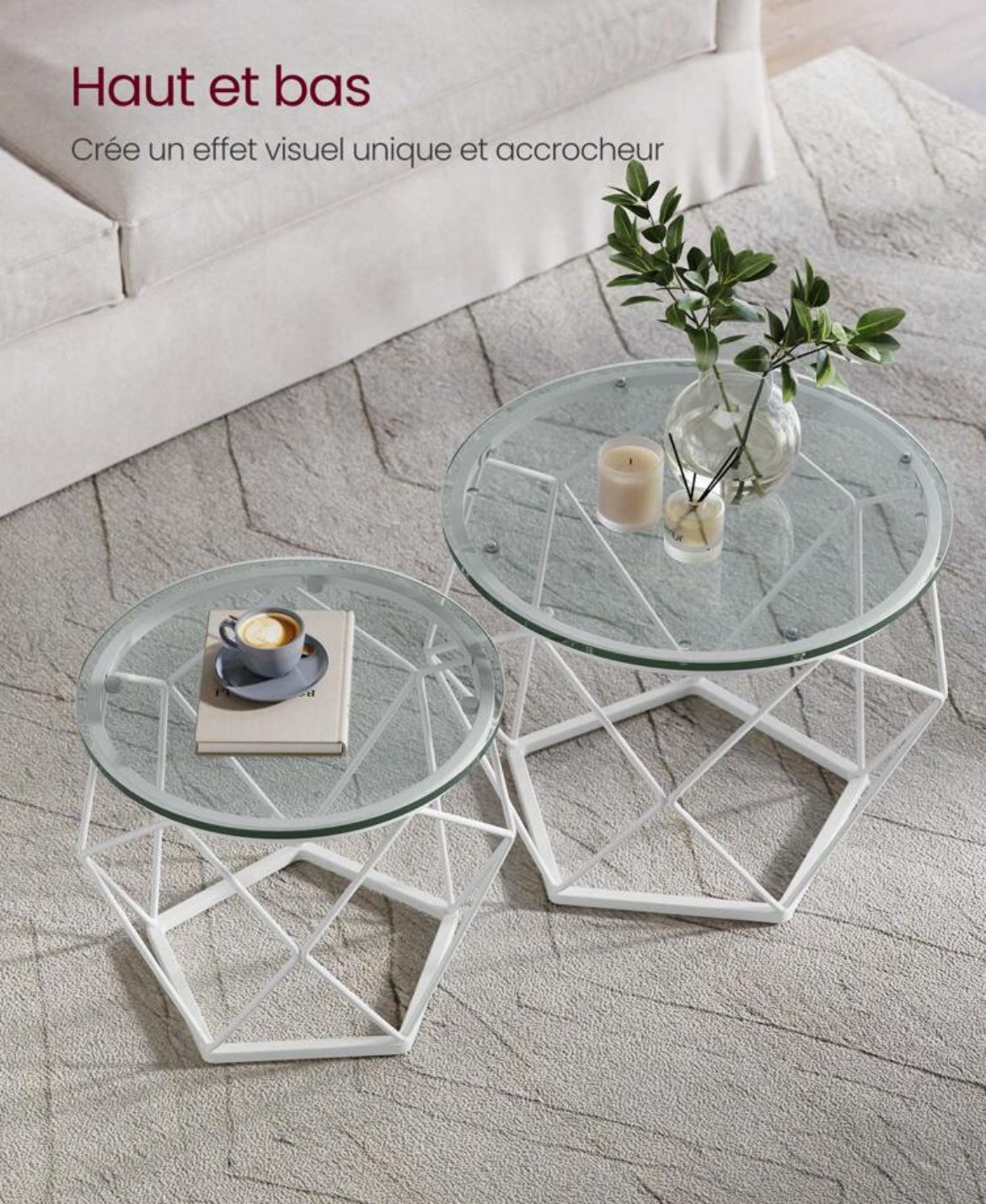 LOT 2 TABLES BASSES HEXA (NOIR ou BLANC)