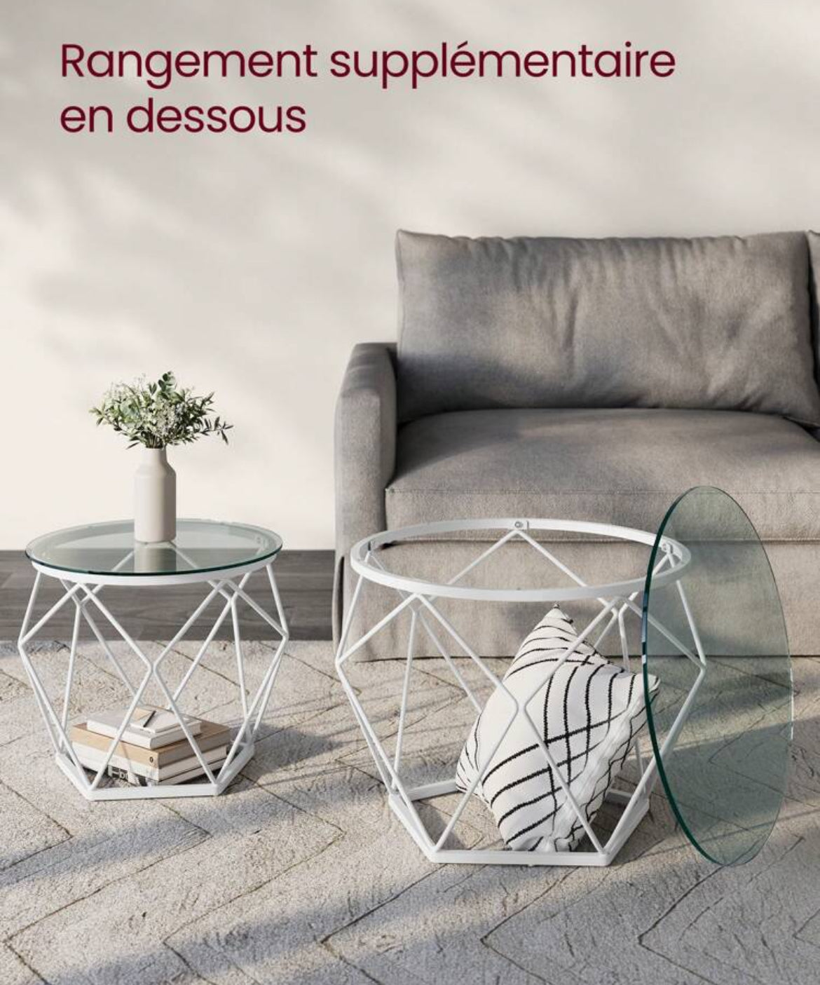 LOT 2 TABLES BASSES HEXA (NOIR ou BLANC)