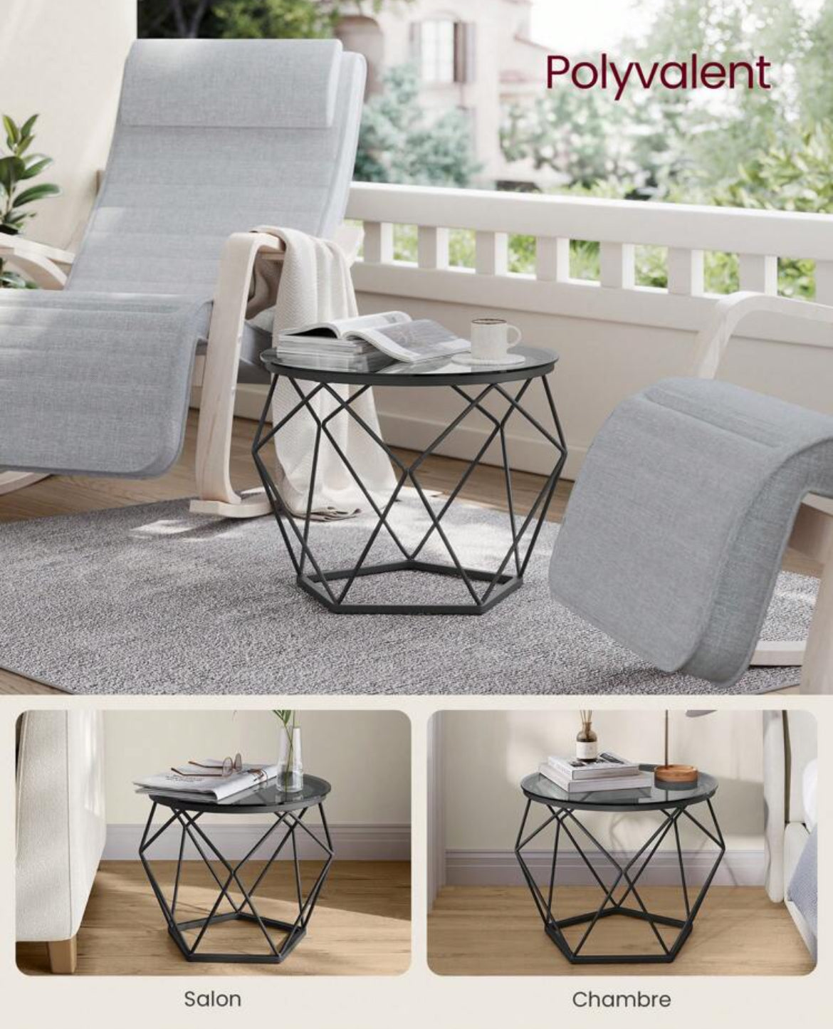 LOT 2 TABLES BASSES HEXA (NOIR ou BLANC)