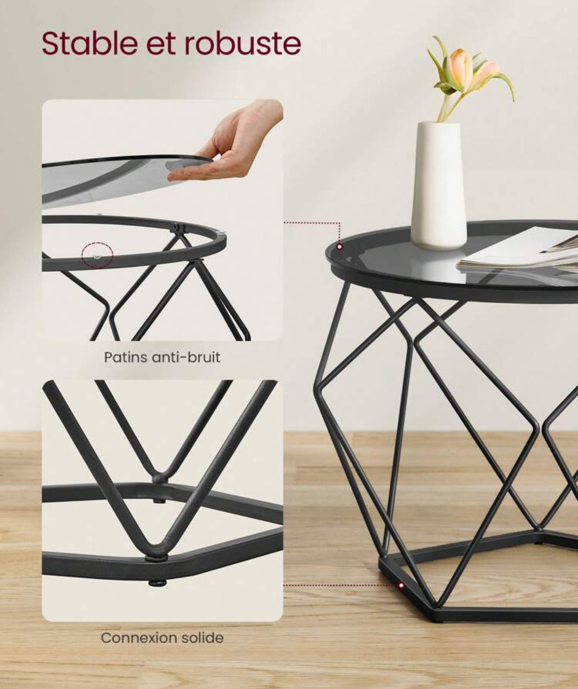 LOT 2 TABLES BASSES HEXA (NOIR ou BLANC)